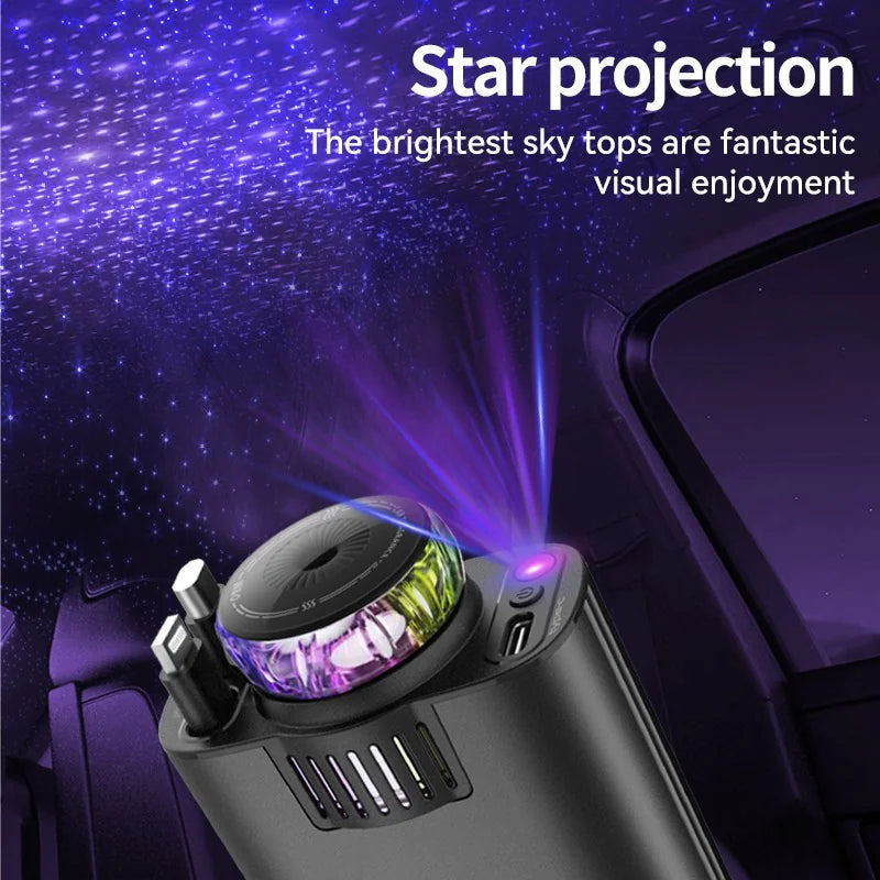 Cargador de teléfono para coche con luz morada multifuncional