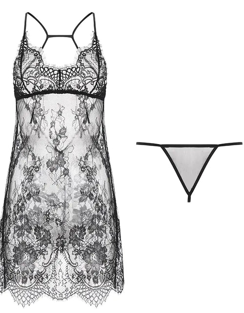 Load image into Gallery viewer, Lace Lingerie Set with Spaghetti Straps and Ruffles
