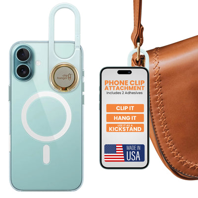 Cliphanger PIVIT con soporte y agarre de pie de apoyo dorado para la mano - Anillo para el dedo para la funda del teléfono - Accesorios seguros para el teléfono para enviar mensajes de texto y selfies - Blanco