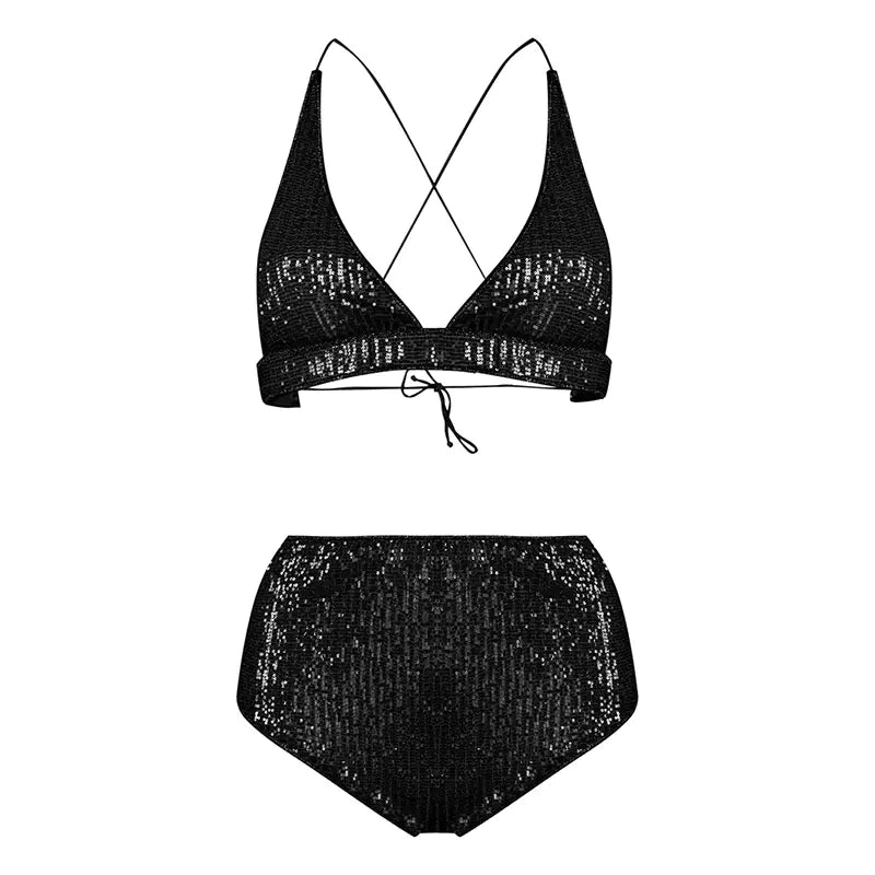 Light Luxury Sequin Two-Piece Bikini Swimwear