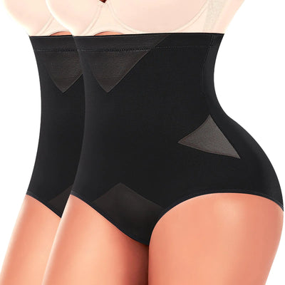 Ganado Tummy Control Shapewear Panties for Women High Waisted Shaping Underwear Body Shaper Slimming Panty Girdle (#2 Black(mixed)+black(mixed) Large)