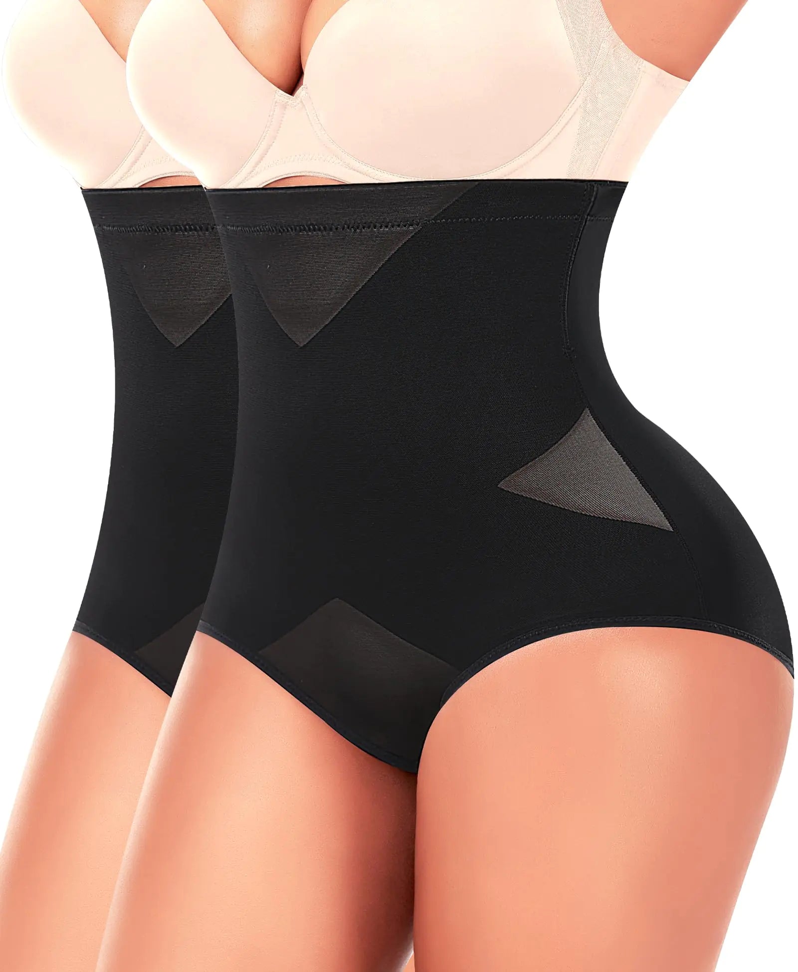 Ganado Bragas Faja Reductora para Mujer, Braguitas Moldeadoras de Cintura Alta, Ropa Interior Moldeadora, Faja Reductora de Abdomen (#2 Negro (mezclado) + negro (mezclado) Grande)