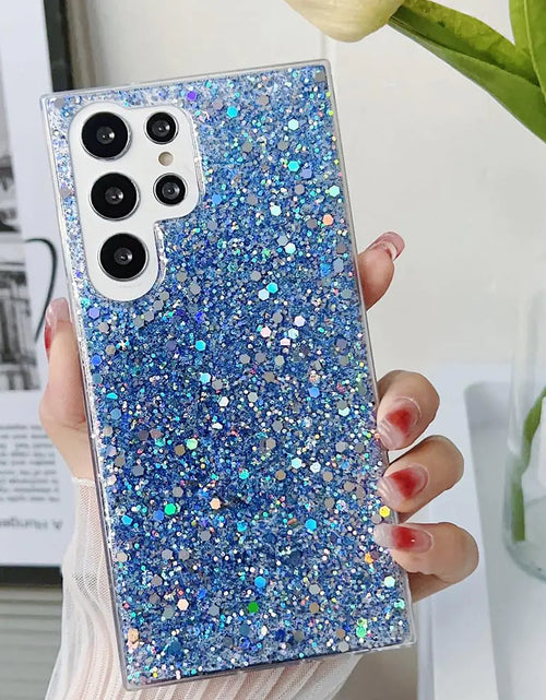 Cargar imagen en el visor de la galería, Funda MUYEFW para Samsung Galaxy S23 Ultra de 6.8 con purpurina para mujer, niña, brillante, bonita, protectora (azul)
