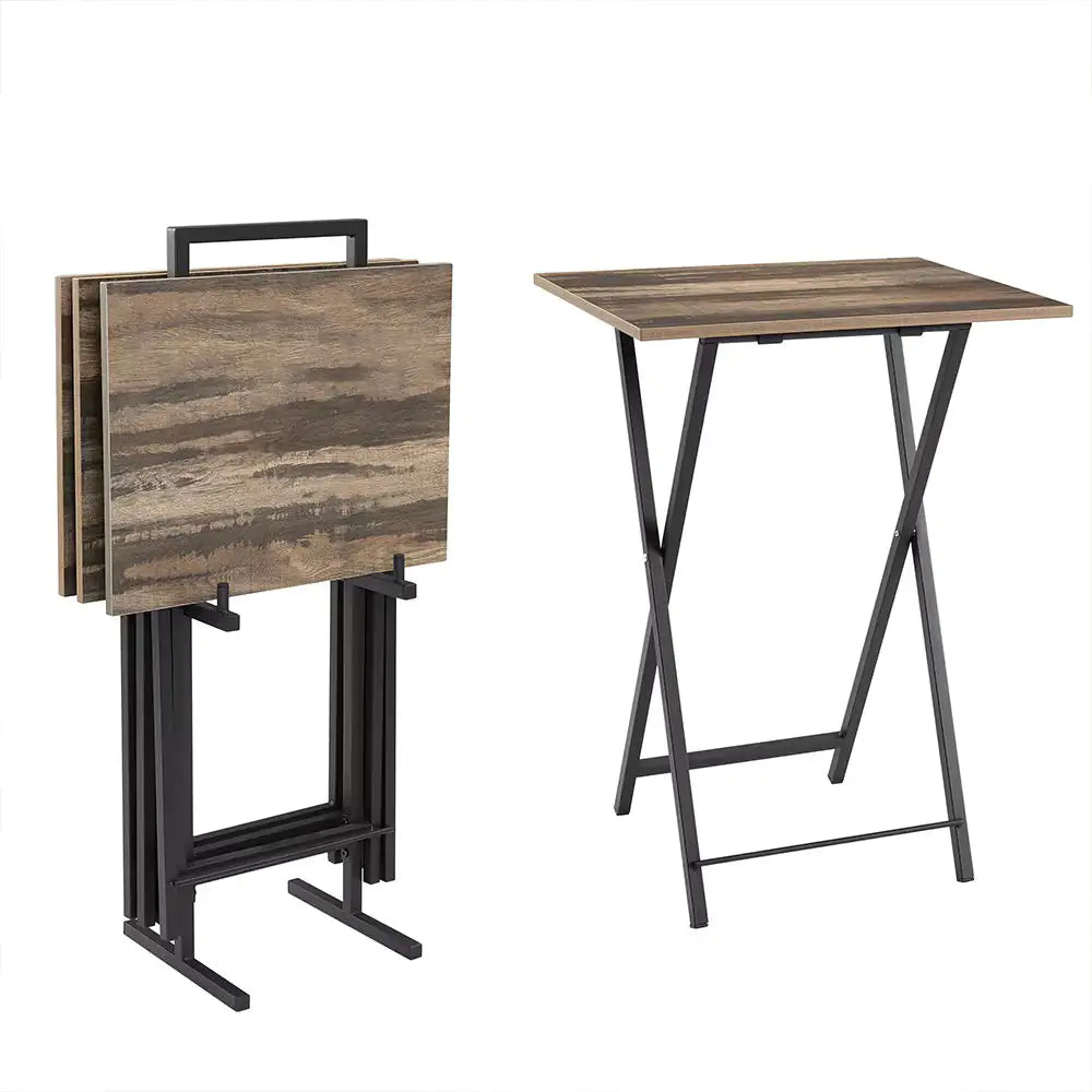 Ensemble de 5 Tables d'appoint Pliantes pour Télévision, Table Basse Pliable, Table de Chevet, Table à Grignoter, Gain de Place, Gris