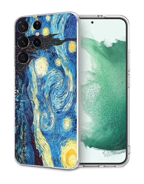 Cargar imagen en el visor de la galería, Compatible con Funda Samsung Galaxy S21 Ultra Noche Estrellada de Van Gogh, Fundas de Teléfono Protectoras Delgadas a Prueba de Golpes de TPU Suave de Moda para Mujeres y Niñas
