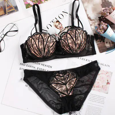 Load image into Gallery viewer, Lace Embroidered Wireless Bra and Lingerie Set

