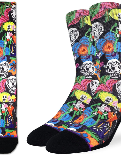 Load image into Gallery viewer, Good Luck Sock Mens Catrinos &amp; Catrinas Skulls Socks Adult Shoe Size 8-13

