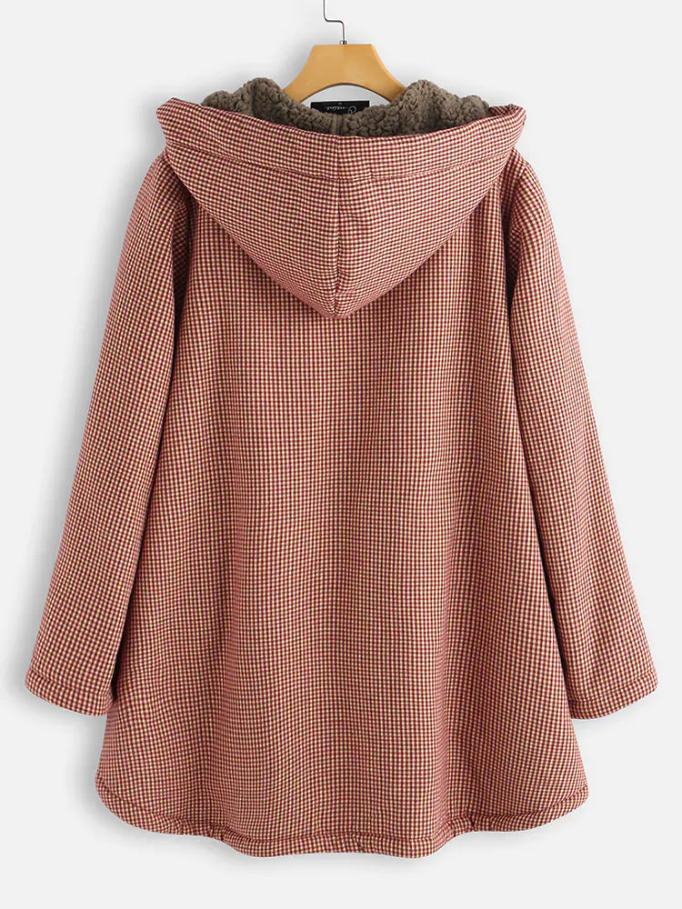 Veste à capuche unie et veste à carreaux