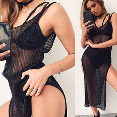 Knitted Hollow Cover-Up, Beach Vacation Swimwear