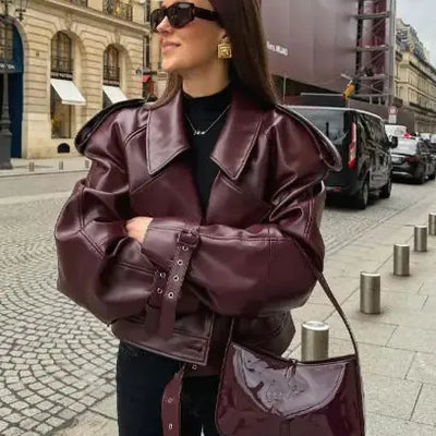 Blouson en cuir mat
