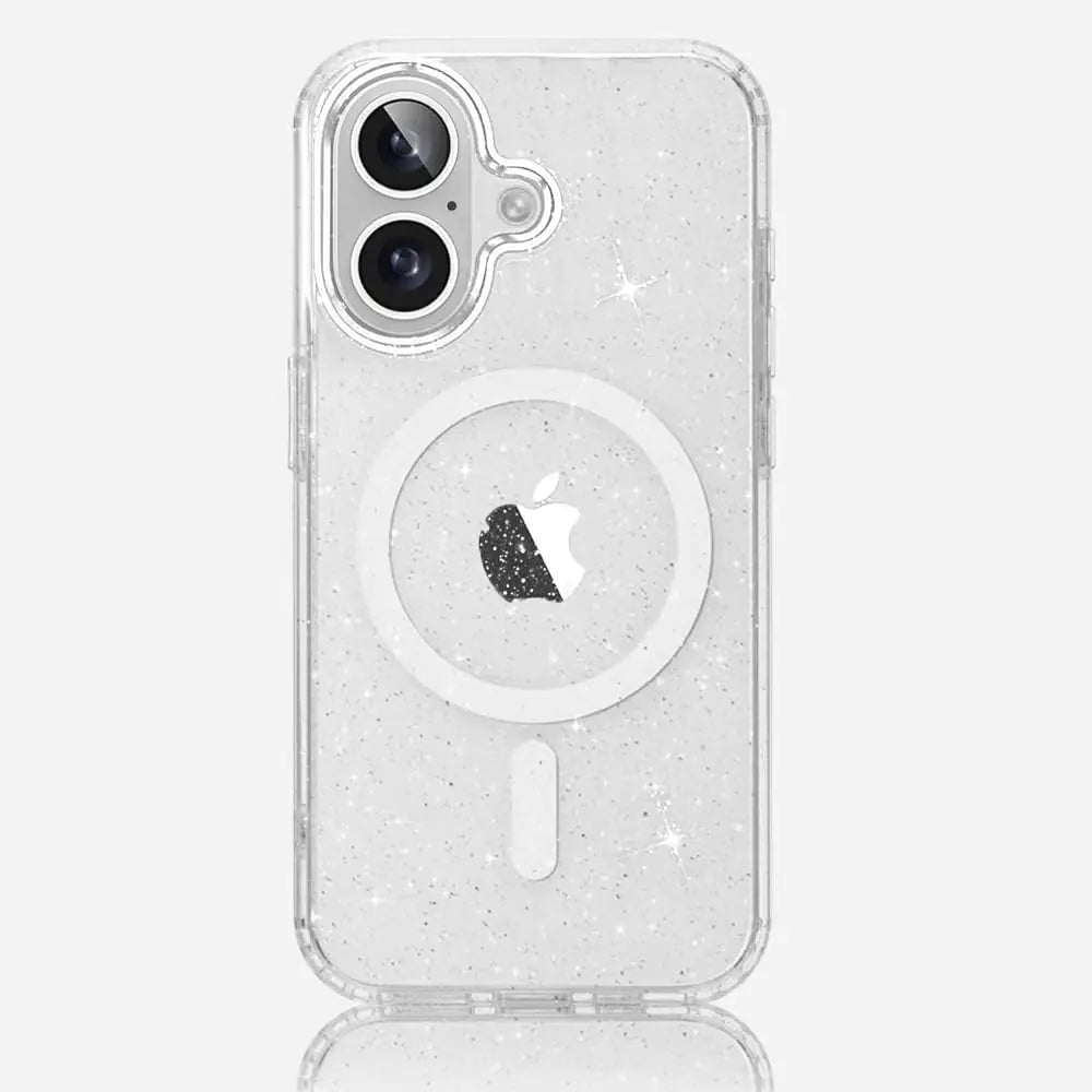 ZinLyuen Case for iPhone 16 Plus Case Glitter Clear Sparkly Shiny Bling Cover Slim Fit Shockproof Magnetic 16 Plus Phone Cases Women GirlsClear Glitter