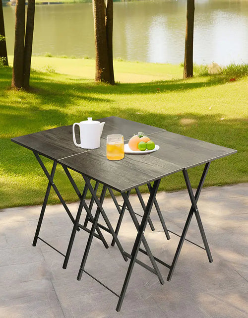 Charger l'image dans la visionneuse de galerie, Ensemble de 5 Tables d'appoint Pliantes pour Télévision, Table Basse Pliable, Table de Chevet, Table à Grignoter, Gain de Place, Gris
