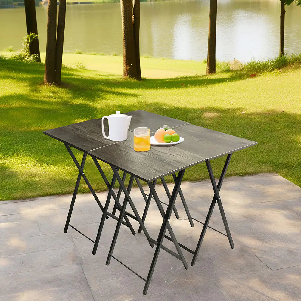 Ensemble de 5 Tables d'appoint Pliantes pour Télévision, Table Basse Pliable, Table de Chevet, Table à Grignoter, Gain de Place, Gris
