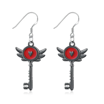 Collar y pendientes Hazbin, joyería inspirada en Hazbin Merch, collar y pendientes de corazón, ala y llave para mujeres y hombres, disfraz de cosplay (estilo 3)