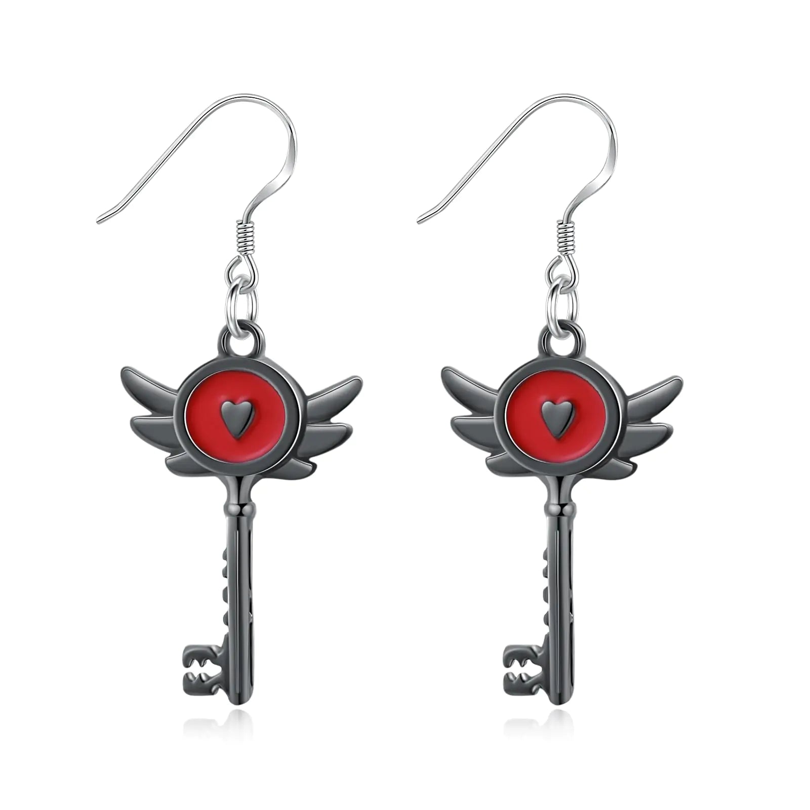 Collar y pendientes Hazbin, joyería inspirada en Hazbin Merch, collar y pendientes de corazón, ala y llave para mujeres y hombres, disfraz de cosplay (estilo 3)