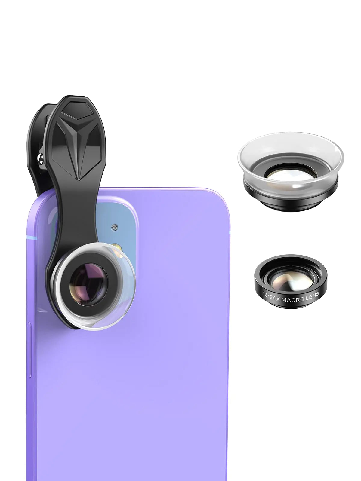APEXEL 12X / 24X Macro Lens Macro Lens for iPhone with Universal Clip HD Phone Macro Lens Attachment for Phone Camera iPhone Photograph Accessories Fits for All Cellphone and Pads Mini Microscope