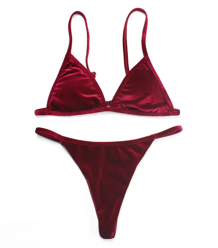 Velvet Bikini Swimwear Set
