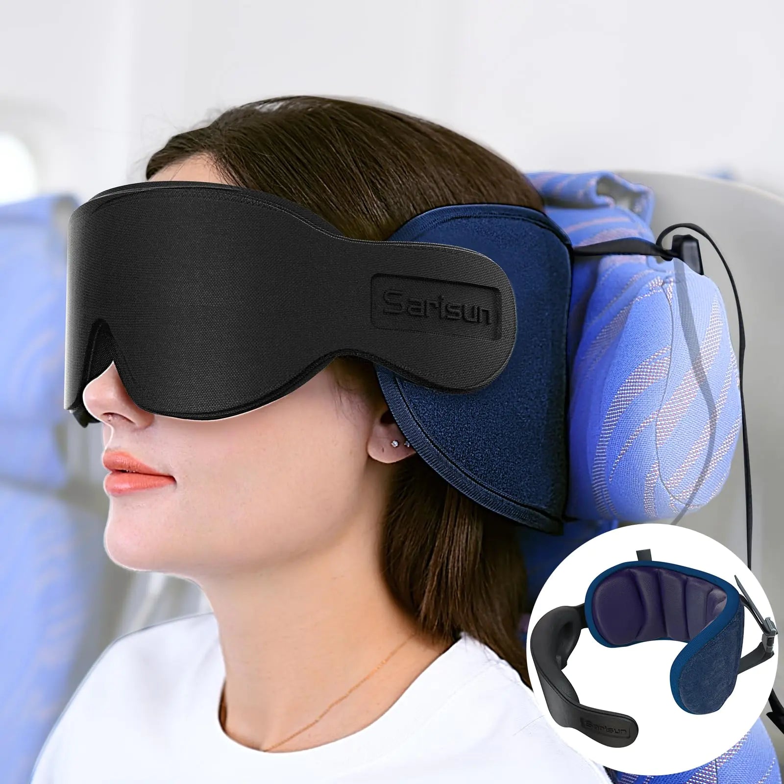SARISUN Travel Pillows for Airplanes Neck Pillow with Eye Mask for Sleeping Long Flights Travel Pillow for Car Road Trip Car Headrest FSA HSA Eligible Approved Travel Accessories Purple