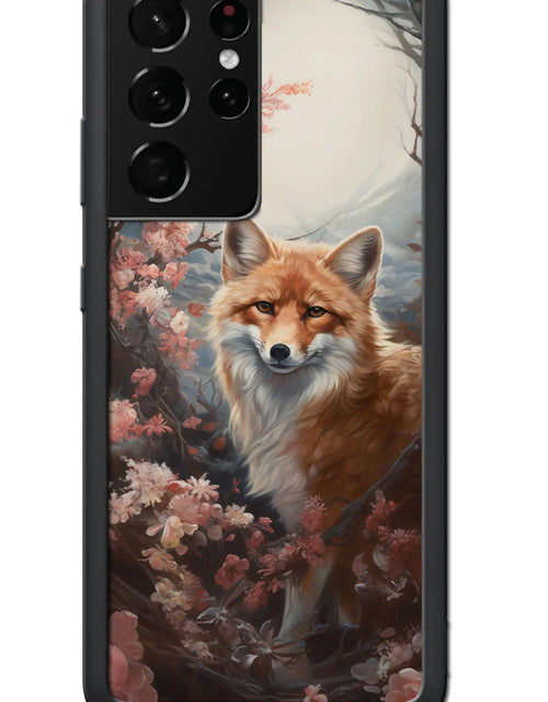 Cargar imagen en el visor de la galería, Jeuloth para funda de Samsung Galaxy S21 Ultra - Fundas para teléfono con diseño de zorro celestial en flores - Fundas de TPU - Protección contra caídas
