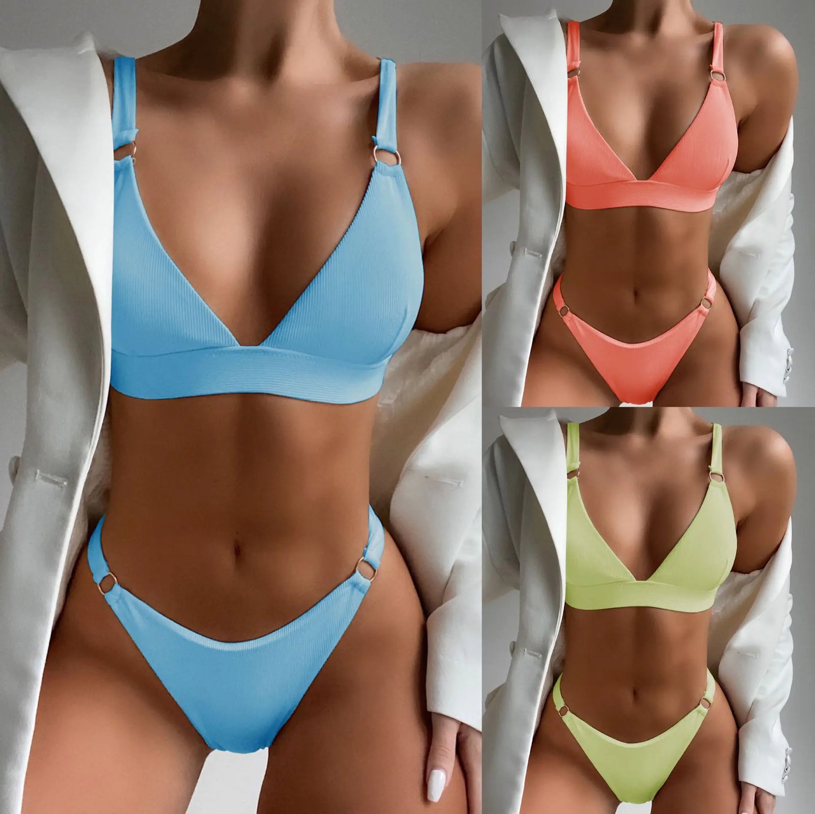 2023 Women's Sexy Striped Bikini Swimwear Set