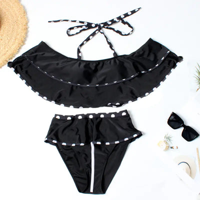 Plus Size Color Block Bikini Swimwear Set
