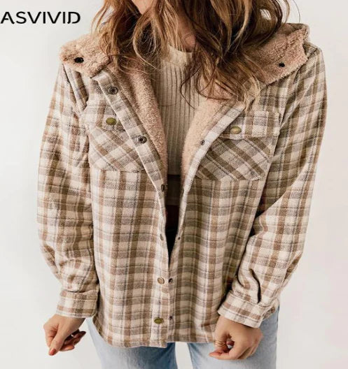 Plaid Hooded Jacket (Single Piece)