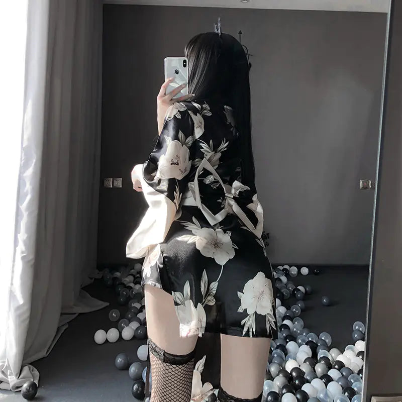 Conjunto de lencería estilo kimono japonés para juego de rol