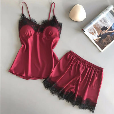 Ensemble court de nuit en soie pour femme
