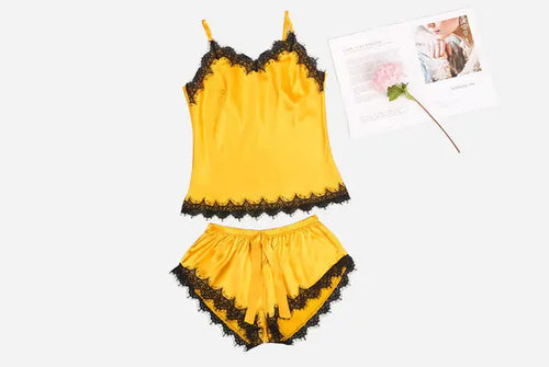 Cargar imagen en el visor de la galería, Conjunto de pijama de lencería de mujer con encaje (varios colores)
