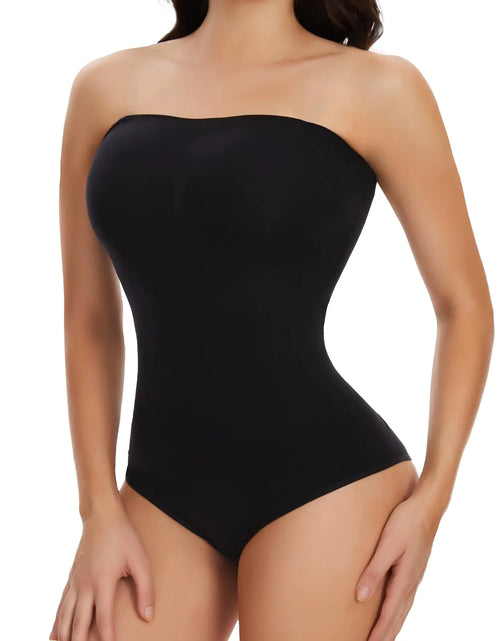 Load image into Gallery viewer, JOYSHAPER Strapless Shapewear for Women Tummy Control Bodysuit Seamless Sculpting Thong Body Shaper Black L

