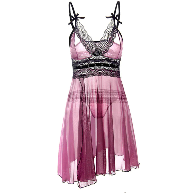 Camisón sexy transparente de talla grande con lentejuelas
