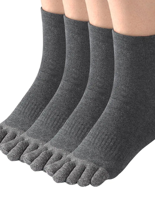 Load image into Gallery viewer, Meaiguo Mens Toe Socks Cotton Five Finger Socks Quarter Socks with Toes For Running Athletic 4 Pairs(Dark Grey)
