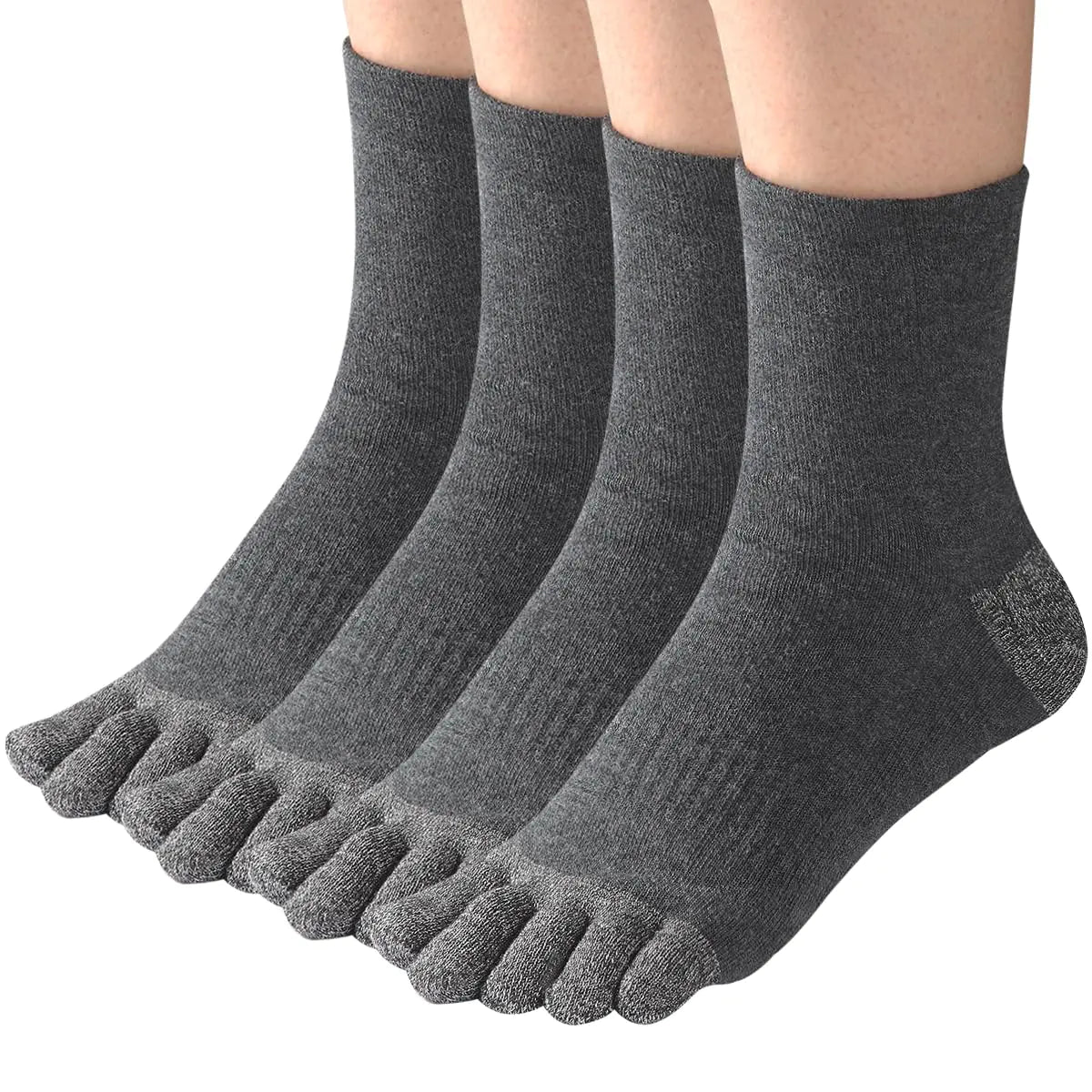 Meaiguo Mens Toe Socks Cotton Five Finger Socks Quarter Socks with Toes For Running Athletic 4 Pairs(Dark Grey)