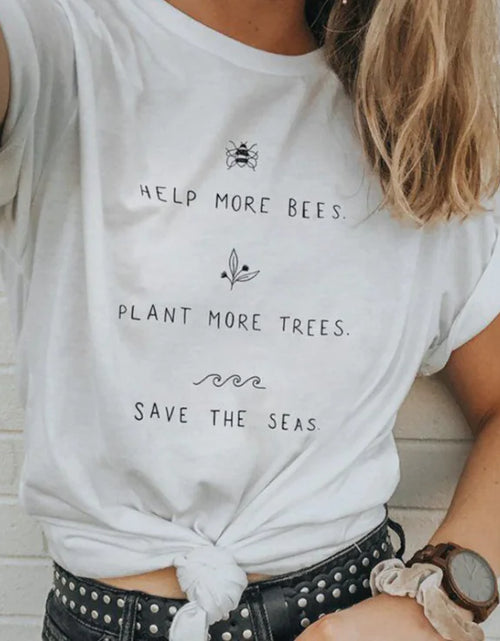 Load image into Gallery viewer, Help More Bees Plant Trees Graphic Tee Shirt
