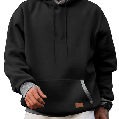 JMIERR Cotton Mens Hoodies Sweater Fashion Fleece Long Sleeve Drawstring Hooded Pullover with Front Pockets Athletic Sport Hoodie Sweatshirts M Black