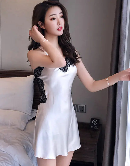 Load image into Gallery viewer, Transparent Ice Silk Lace Pajamas Nightwear Set
