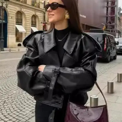 Blouson en cuir mat