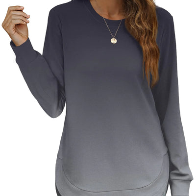 OFEEFAN Suéteres pulóver para mujer, sudadera de talla grande para mujer, gris degradado 2XL