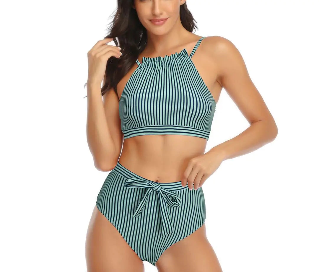 New European and American Striped Bikini Swimwear
