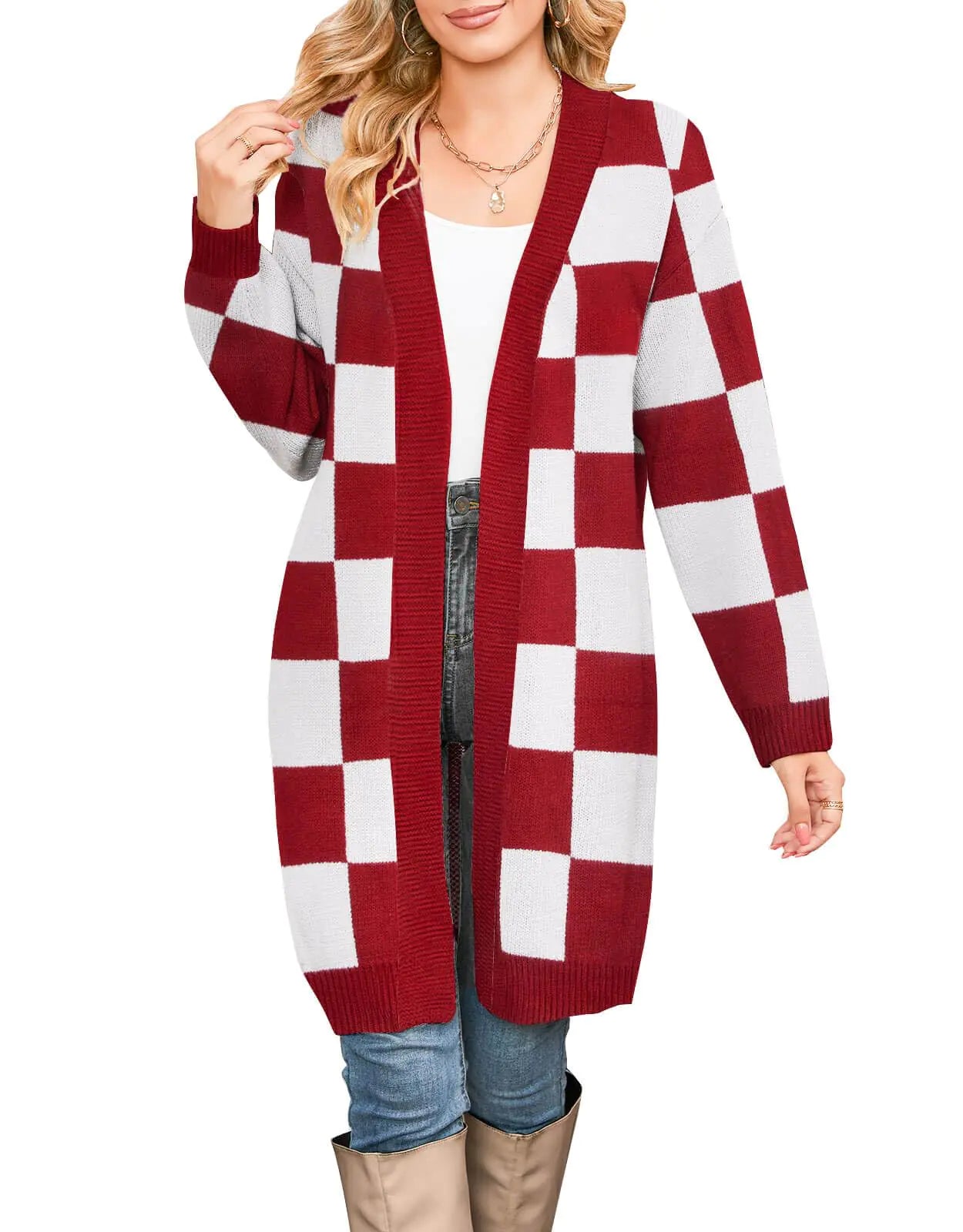 Alsol Lamesa Womens Long Sleeve Cute Cardigan Sweaters V Neck Open Front Ribbed Knit Valentines Sweaters Coat