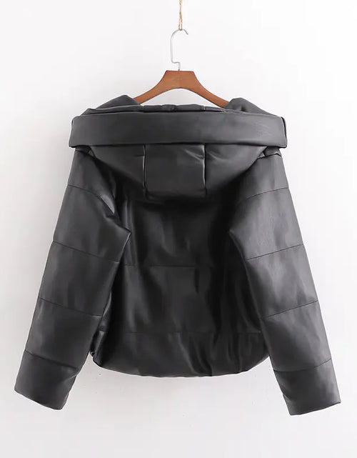 Load image into Gallery viewer, Warm Cotton Jacket, PU Leather Coat, PU Jacket
