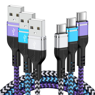 Cable de carga rápida USB a USB C para iPhone 16 Pro Max, cable de carga rápida para iPhone 16 Pro/15 Pro Max/Plus, paquete de 3 cables trenzados USB C de 1,8 m para Samsung Galaxy S24 FE/Ultra/S23/S22/S21/A16/A35/A55/A15