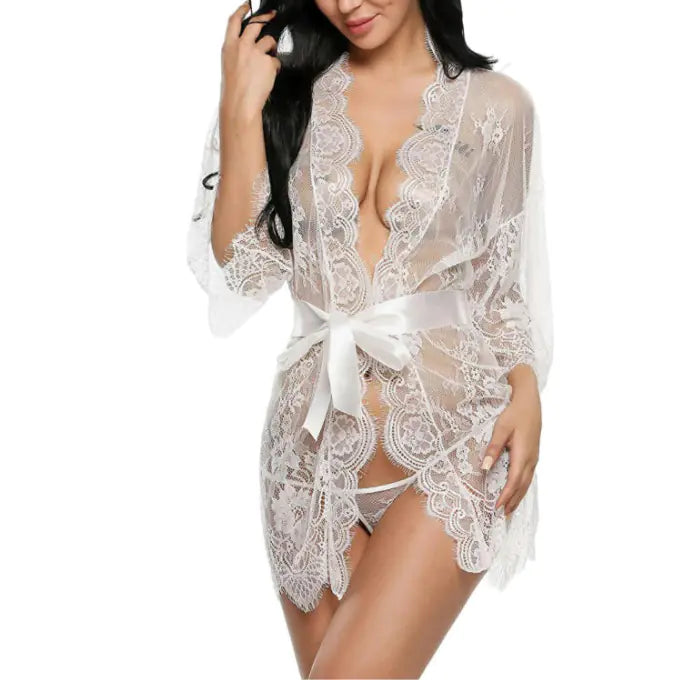 New Women's Lace Kimono Lingerie Set