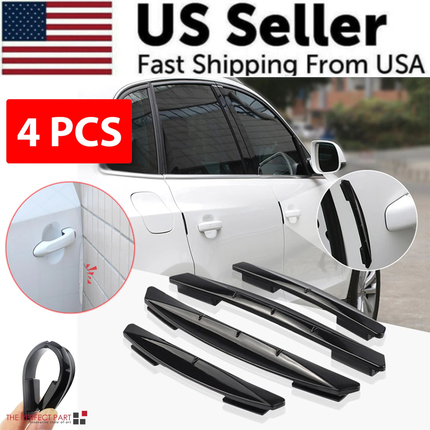 4x Cubierta de Tira Protectora Anticolisión para Borde de Puerta de Coche Accesorios