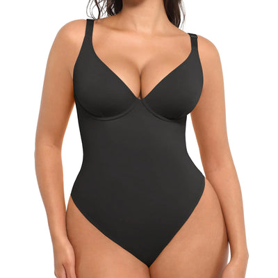FeelinGirl Faja Moldeadora Bodysuit para Mujer Control de Abdomen Body Negro Estilo Tanga