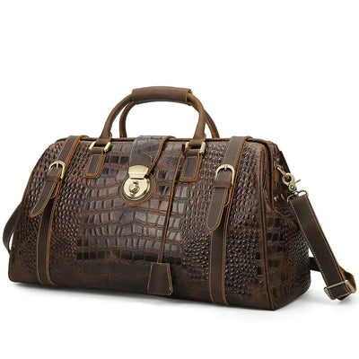 Trendy Cow Leather Pattern Travel Bag for Men