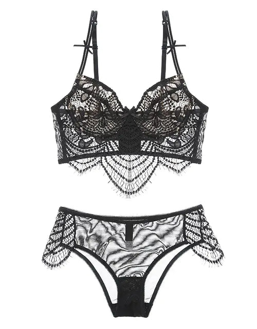 Charger l'image dans la visionneuse de galerie, Ensemble de Lingerie Femme Sexy Transparent Bordure Dentelle
