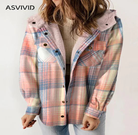 Plaid Hooded Jacket (Single Piece)