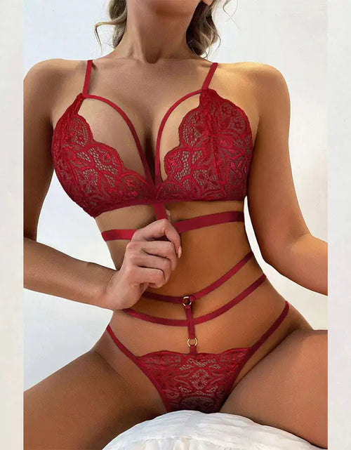 Charger l'image dans la visionneuse de galerie, Ensemble de lingerie sensuelle avec soutien-gorge et tenue de nuit
