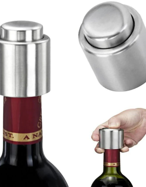 Load image into Gallery viewer, Silver Stainless Steel Wine Bottle Stopper and Pump
